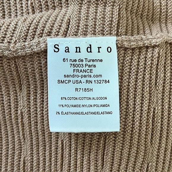 NWT SANDRO | Scoop Neck Ribbed Mini A-Line Dress in Taupe | Size SANDRO 2 (US 6) - Picture 11 of 13